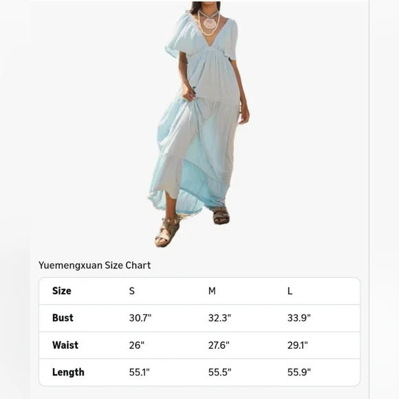 Light Blue V-Neck Maxi Dress - Elegant Tiered Summer Dress - Picture 5 of 5